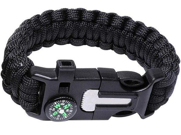 Náramok prežitie náramok 5v1 kompas kremeň lano nôž paracord lano