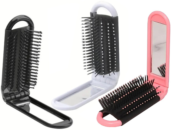 Brosse à cheveux miroir pliant miroir de voyage pratique avec miroir