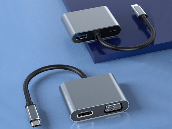 Adapter usb-c hdmi 4k vga hub usb 3.0 usb-c tápegység adapterre