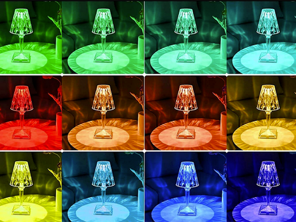 Galda lampa rezultātā kristāla rgb usb tālvadības pults
