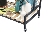 Wooden flowerbed for potted flowers two-storey shelf on wheels terrace