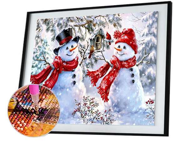 Bordado diamante conjunto muñeco de nieve navidad 5d