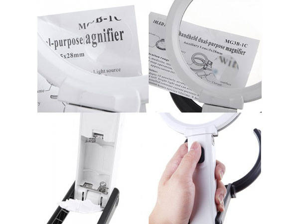 Loupe magnifying glass illuminated 1.8x 138mm