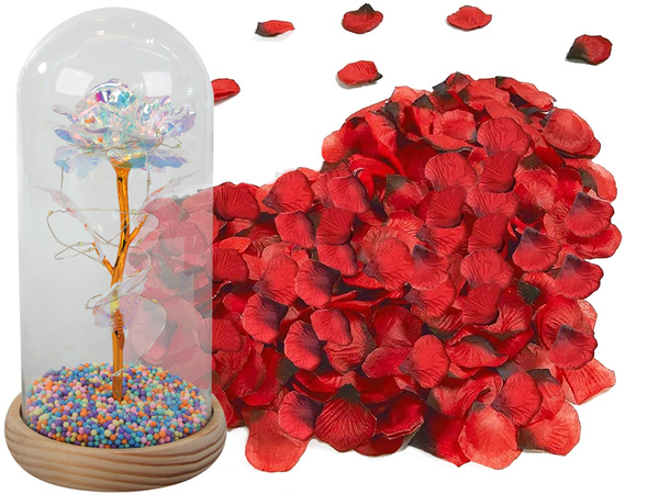 Örök rózsa üvegben vezetett világító üveg dobozban nőnapi ajándék