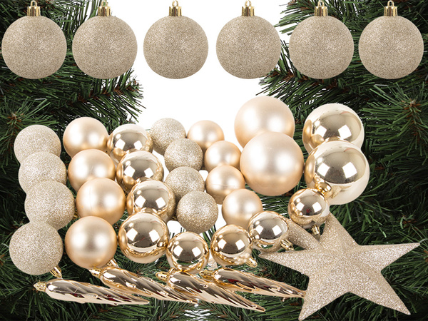 Sapin de noël boules de noël paillettes or étoiles paillettes 8 / 6 / 5