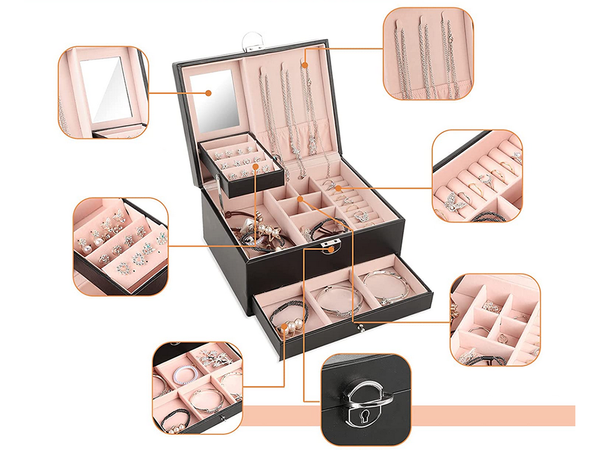 Šperkovnica organizér box zrkadlo prípad priestranný box