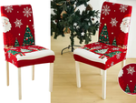 Vianočný poťah na stoličku, dekoratívny, univerzálny, Santa Claus, s gumičkou