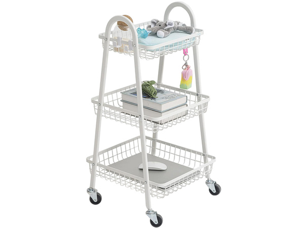 Estante cocina baño armario con ruedas estante de metal tres niveles 3