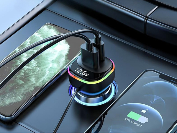 Bluetooth autós adóvevő fm 3x usb c típusú adapter töltő