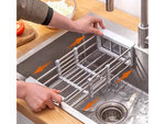 Draining board for sink telescopic vegetable fruit basket