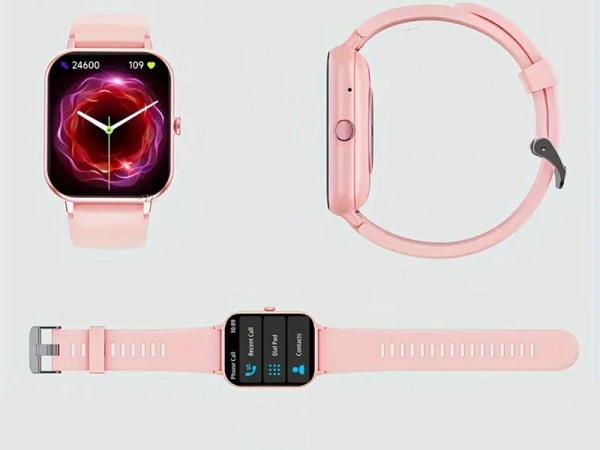 Smartwatch women's men's rubber strap sports Bluetooth calls pink