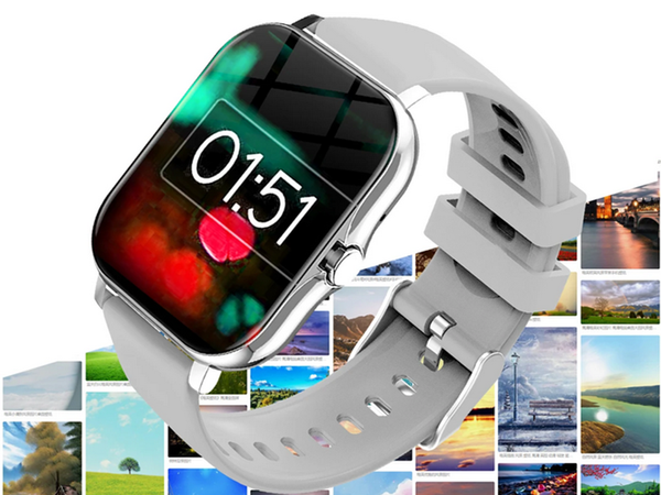 Smartwatch women's men's rubber strap sports Bluetooth calls grey