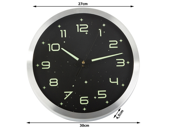 Gran reloj fluorescente de pared estrellas 30cm