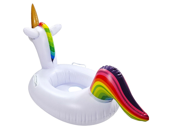 Baby-einhorn aufblasbares rad zum schwimmen im poolwasser