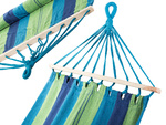 Hamac de jardin renforcé balançoire à bascule en bois coloré et rayé 200 x 80