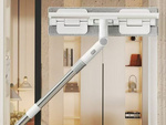 Window cleaner floor scraper rotating microfibre 2-in-1 telescopic