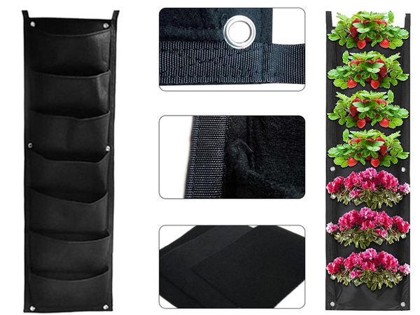 Sac de plante verticale agățat simțit 7 buzunare pentru decorarea răsadurilor