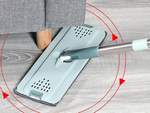 Balai à franges plat avec seau pliable en microfibre raclette pour sols 2 embouts