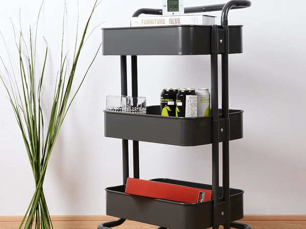 Estantería de cocina y baño con ruedas, carrito de 3 niveles, organizador metálico