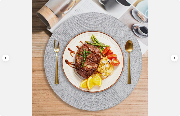 Okrogla podloga za kuhinjsko mizo pletena namizna podloga siva