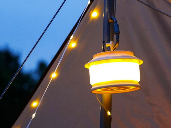 Kempování světlo dobíjecí led girlanda na roli 20m teplé