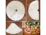 Christmas tree mat white furry 90 cm round