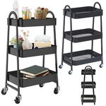 Estante de cocina armario de baño con ruedas estante de metal tres niveles 3