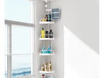 Étagère d'angle salle de bain douche étagère télescopique blanche 4 niveaux