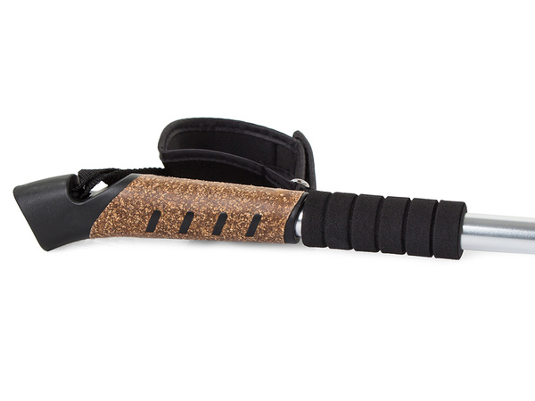 Kij nordic walking z korkową rączką kolor srebrny