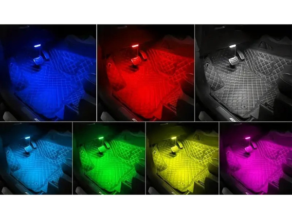 Éclairage intérieur de voiture sans fil avec 6 lampes led rgb