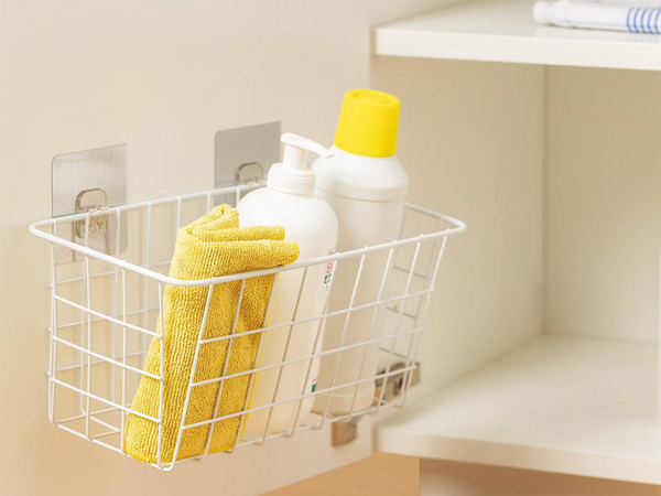 Cesta colgante organizador metálico estante colgante blanco fuerte