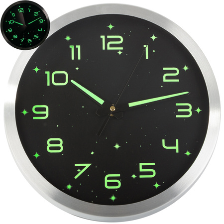 Fluorescent grande horloge murale fluorescent lumiere etoiles 25cm