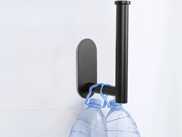 Tualetes papīra turētājs wc pašlīmējošs bez urbšanas melns bēniņu metāls