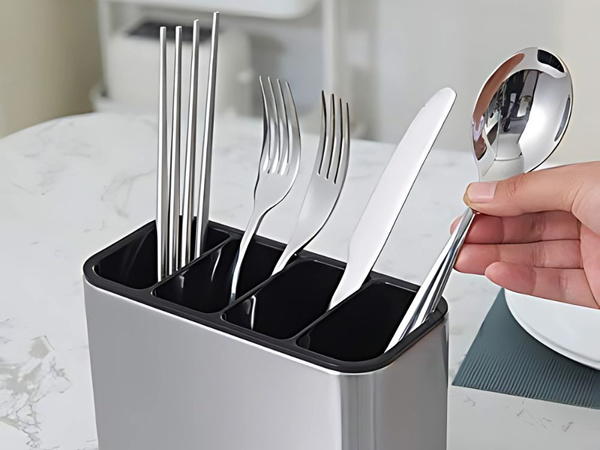 Cutlery tray stainless steel kitchen organiser 4 compartments tray