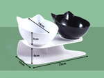 Double bowl for dog cat plastic bowls set for food water 2x400ml