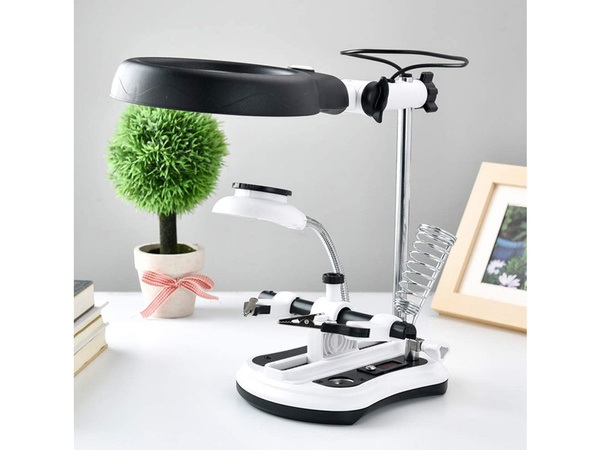 Third hand soldering kit magnifying glass holder led