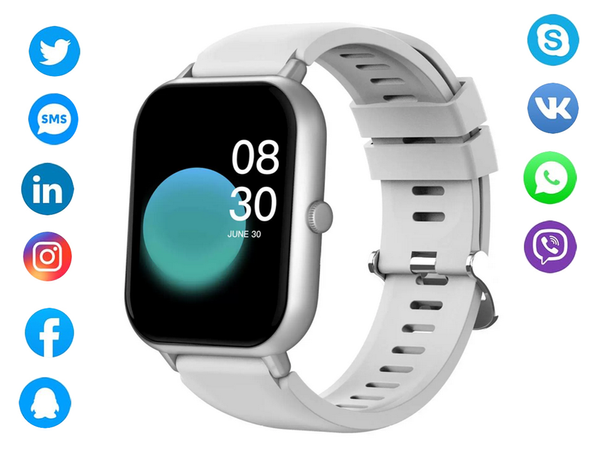 Smartwatch zegarek damski męski gumowy pasek sport bluetooth rozmowy szary