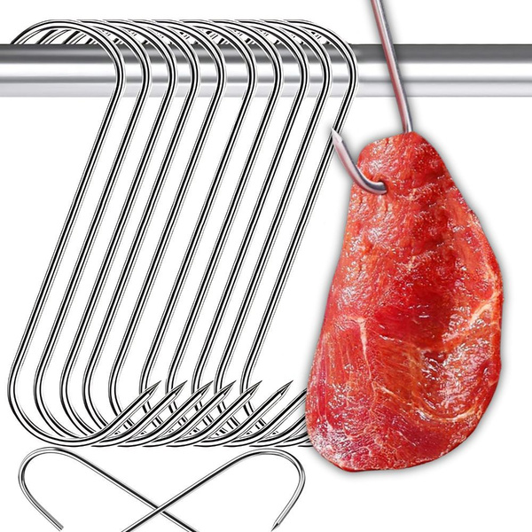 Sausage smoking hooks 10pcs large steel