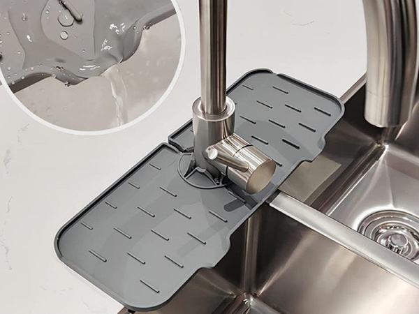 Silikonmatte für spülbehälter, abtropfgabel unter dem wasserhahn, schutz für die küche, rutschfest