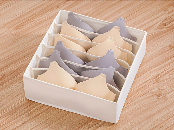 Organisateur de soutien-gorge 6 compartiments pour tiroir de penderie blanc