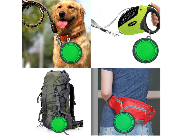 Миска силиконовая для собак складная туристическая карабинер 400 мл