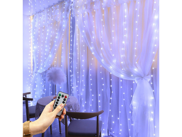 Light curtain 300 led window indoor garland cold colour remote control 3m