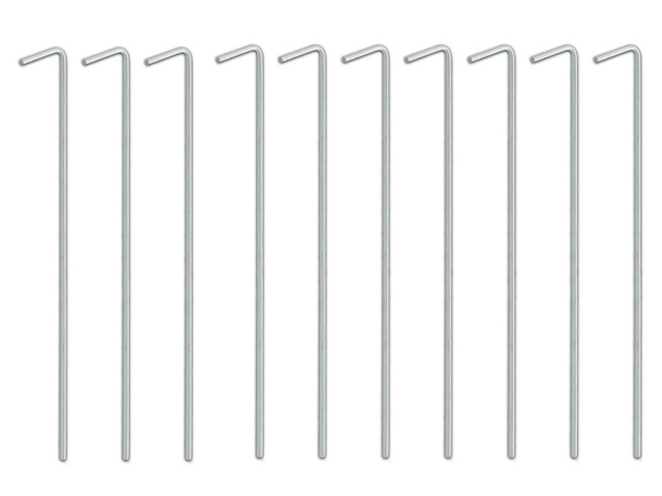 Tent pillars anchor pigs steel 24cm 10pcs hook & loop pins