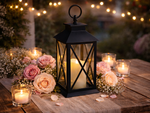 DECORATIVE LED LANTERN WITH ELECTRIC BATTERY-POWERED CANDLE