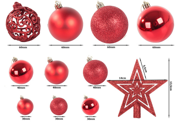 Ziemassvētku eglīšu galotnes 6/4/3 cm kit 100 gab.