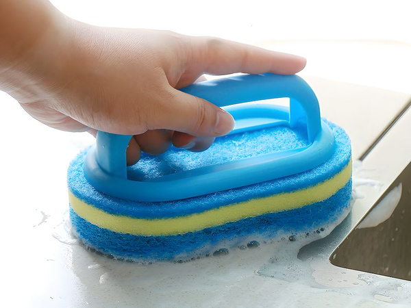 Sponge cleaning brush with handle bathroom kitchen universal