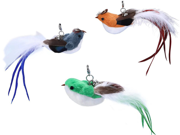 Cat rod interactive toy with suction cup movable birdie