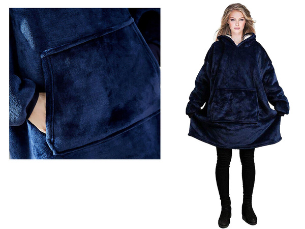 Ciepła bluza koc oversize xxl 2w1 gruba futrzak
