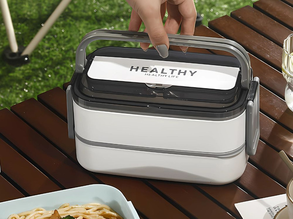 Škatla za zajtrk z delilniki za zlaganje posode xxl jedilni pribor lunchbox 1400ml