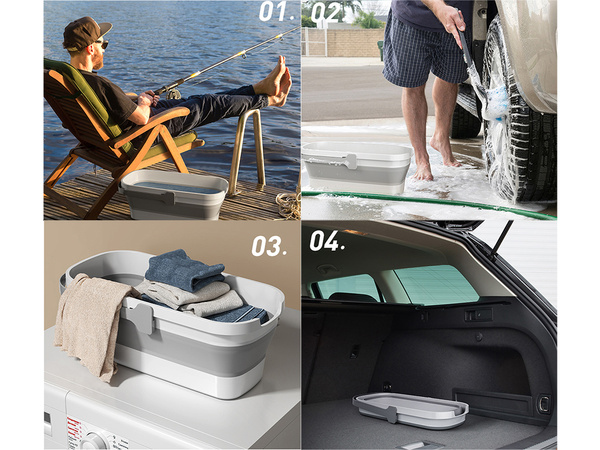 Bol plegable de silicona cesto grande para la ropa compacto de viaje 10l